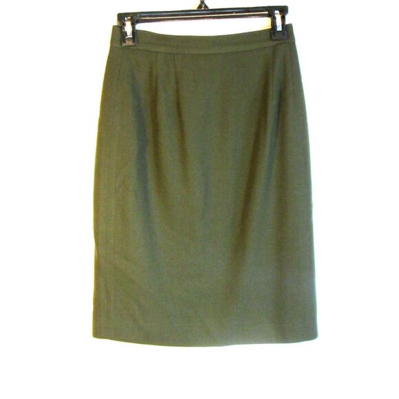 Woolmark Knee Length Pencil Skirt Sz 4 Green Zipped Vintage Ginanni Sport - Picture 1 of 5